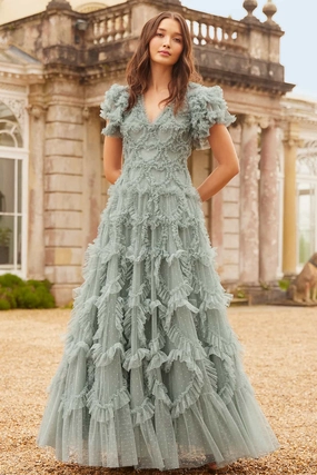 Amorette V-Neck Gown Flare Swing