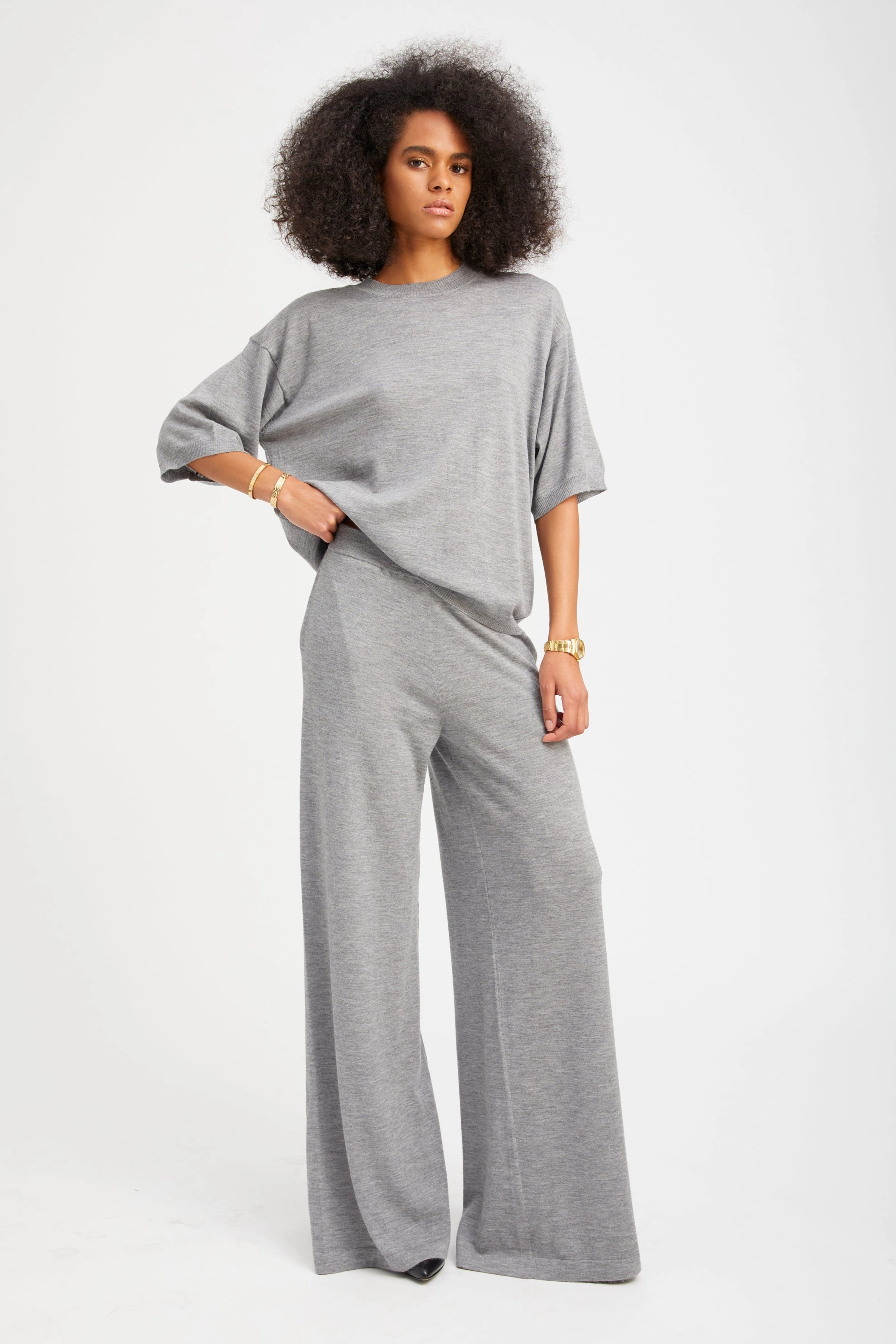Stay Cool Outdoor Comfort Fit Grey Cashmere Wide Leg Pants