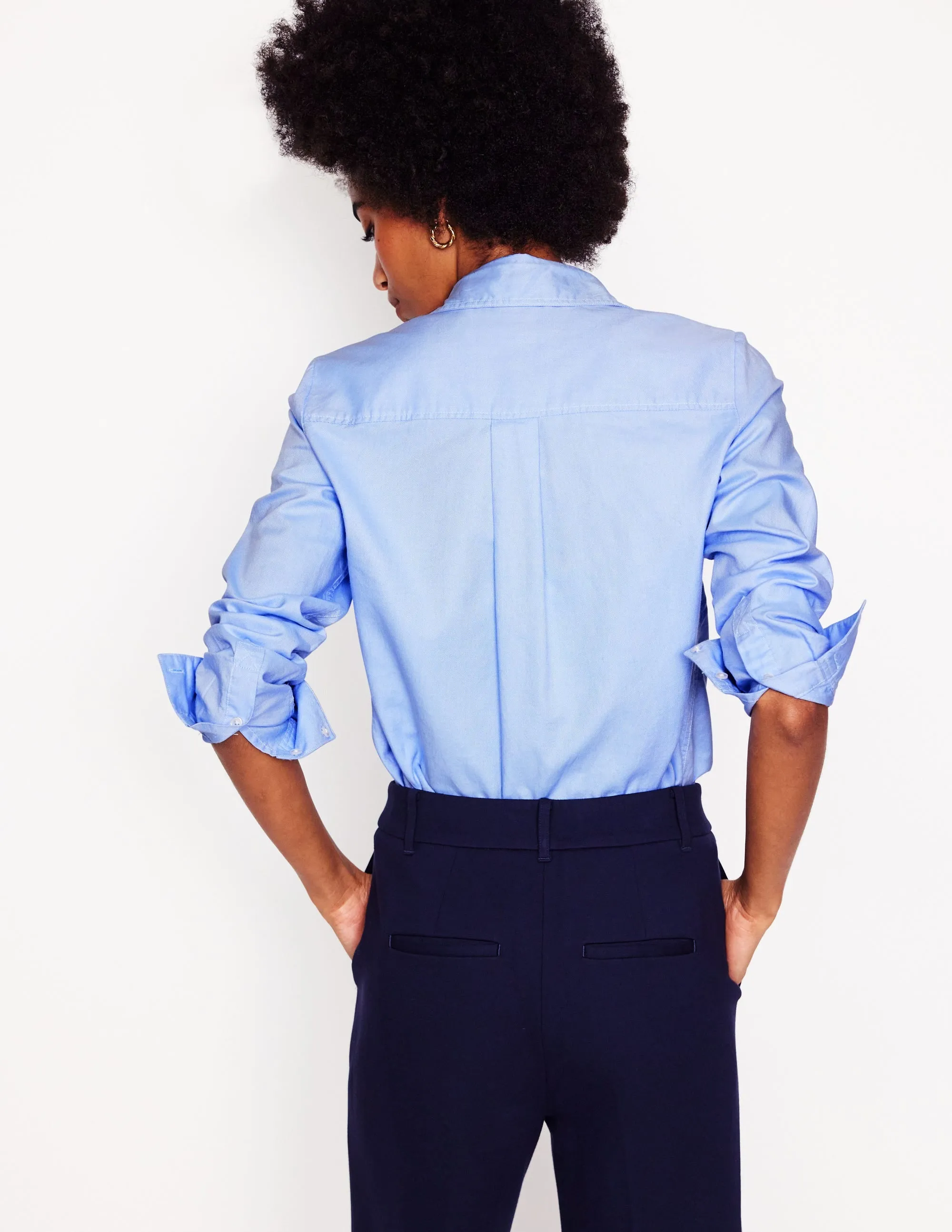 Sienna Cotton Shirt-Blue Oxford SeamFreeShoulder