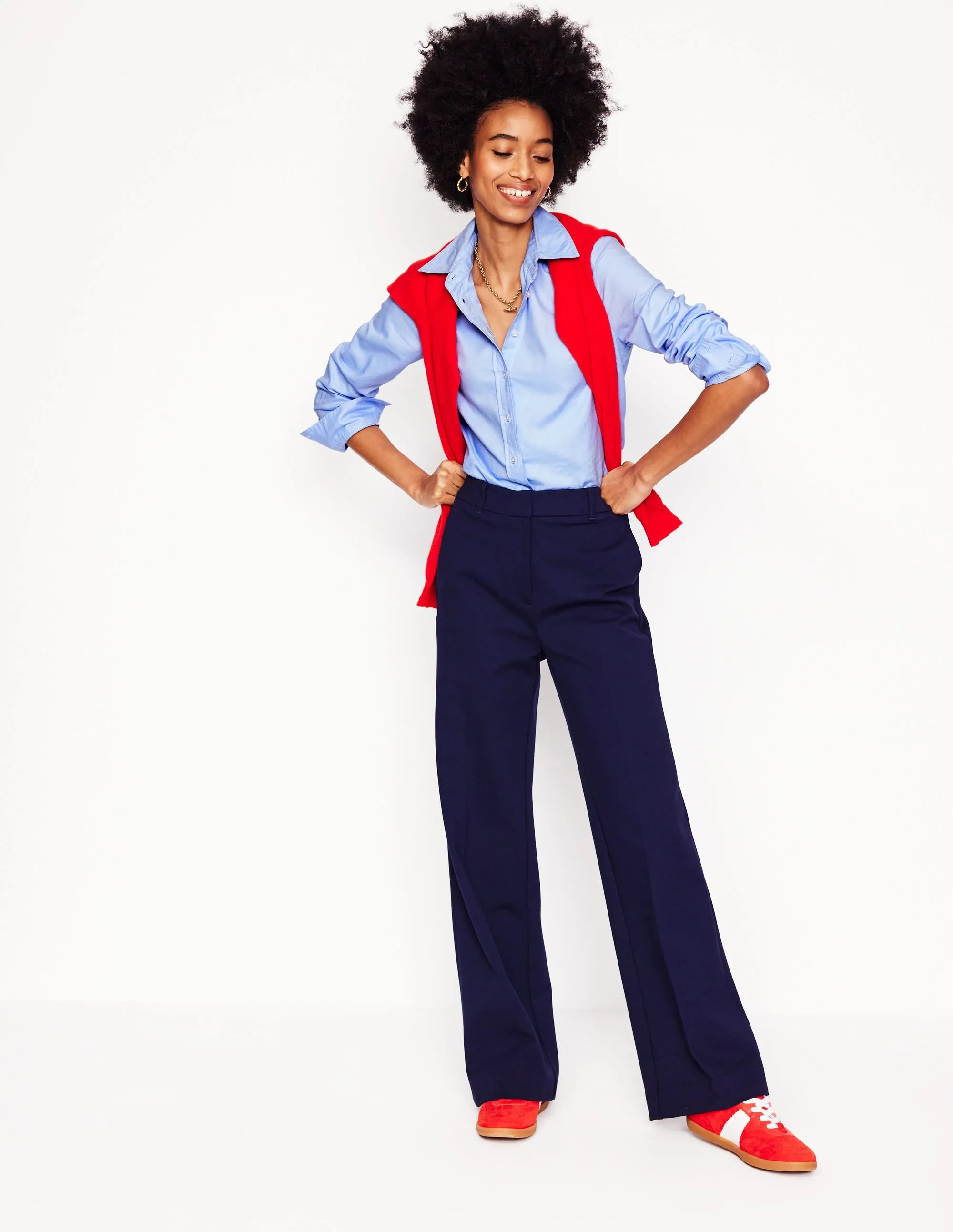 Sienna Cotton Shirt-Blue Oxford HighDensity Knit