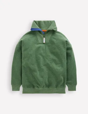 Half-Zip Sweatshirt-Green Marl Airy Mesh Lining QuickDrySystem