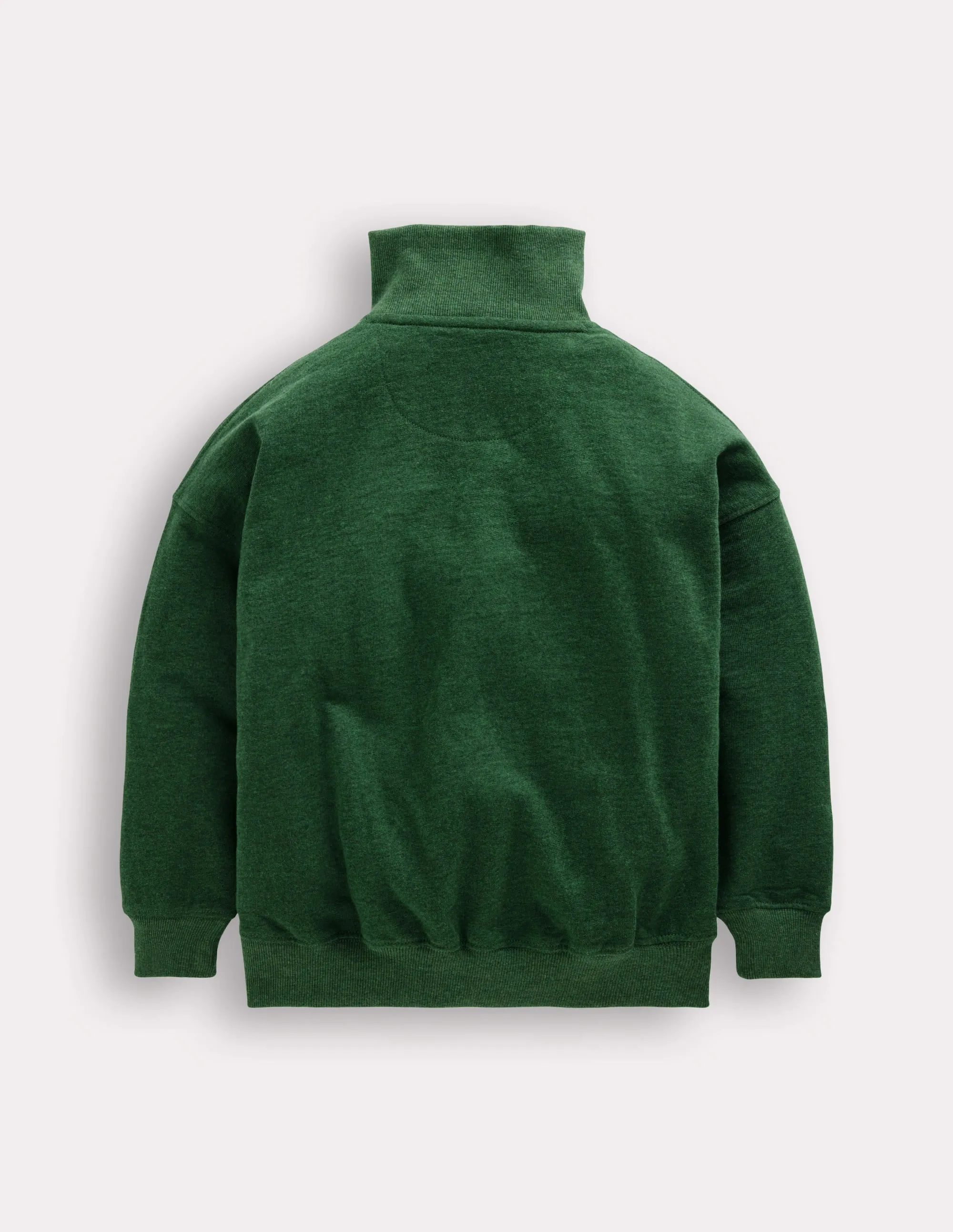 BoxySilhouette RollUpCuff Half-Zip Sweatshirt-Green Marl