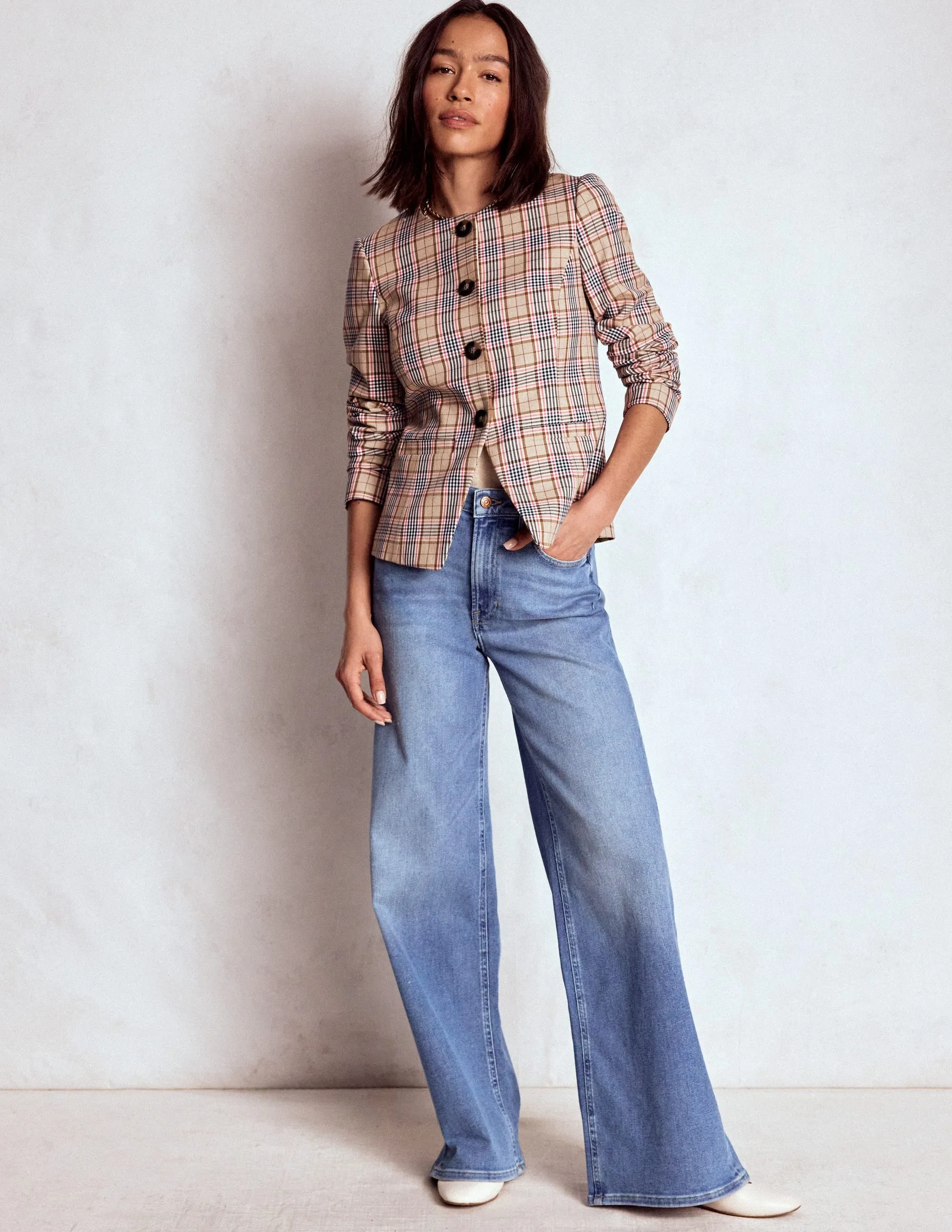 Hampstead Check Blazer-Brown, Pink & Navy  Check Ventilation System