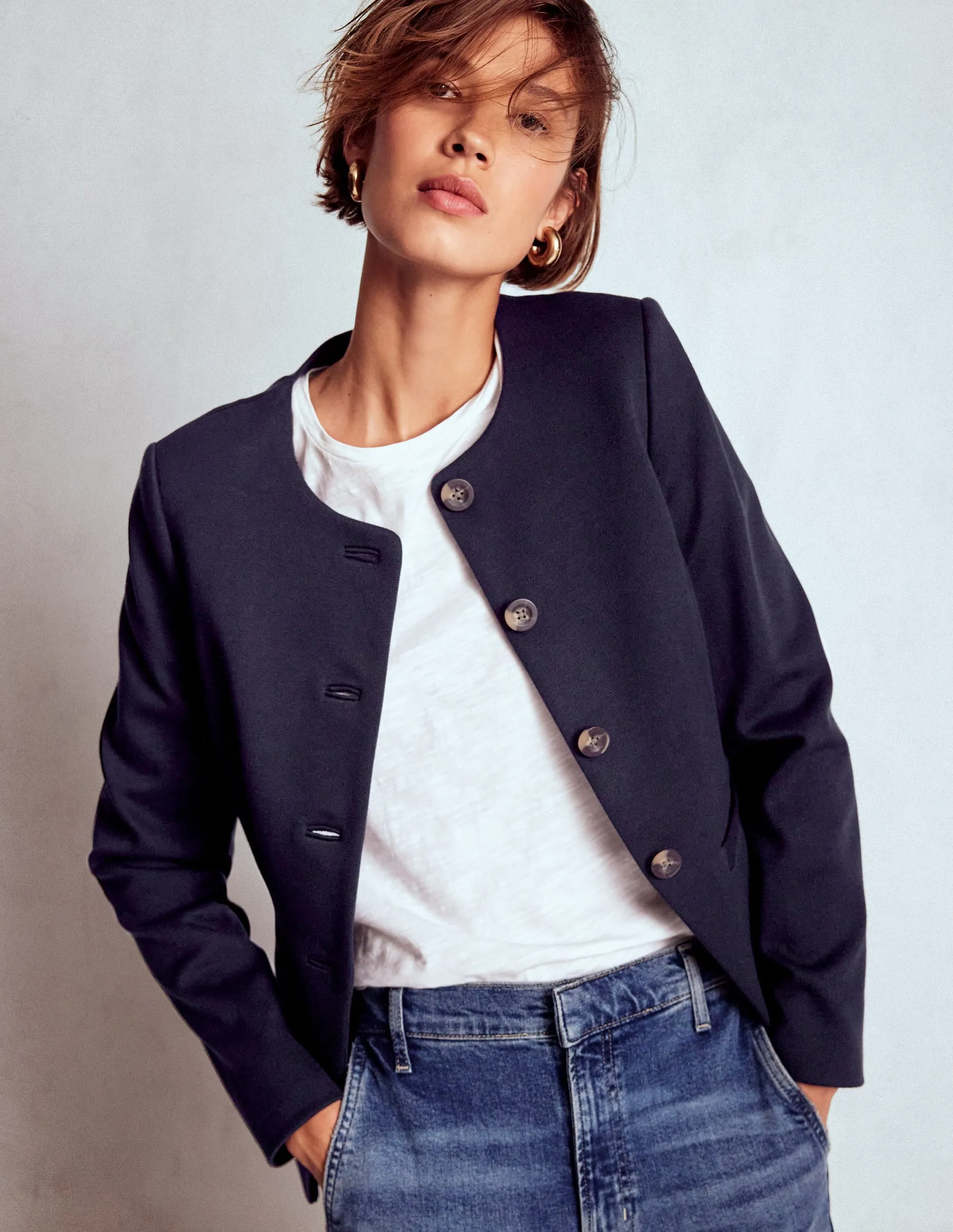 Hampstead Ponte Twill Blazer-Navy FlexibleFit