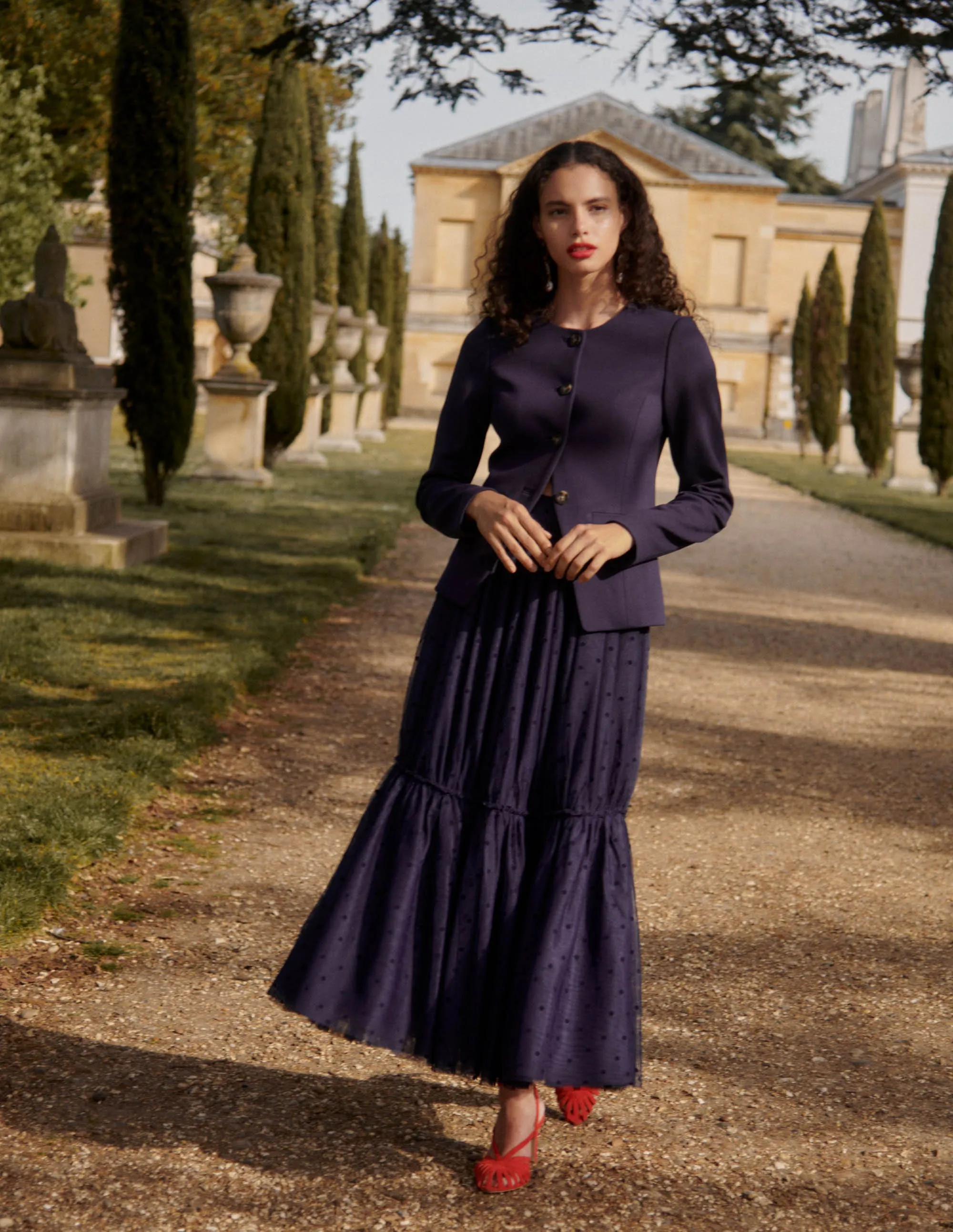 Hampstead Ponte Twill Blazer-Navy High Neck Very Cold