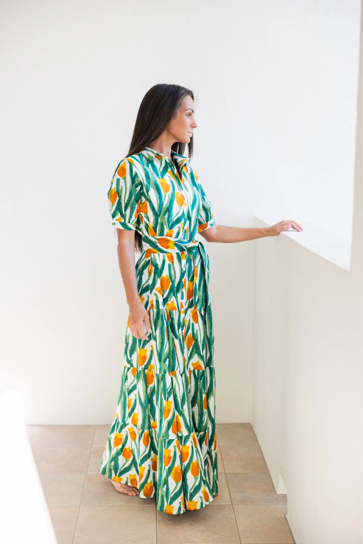 Hampton Dress Yellow Tulips Tear-resistant