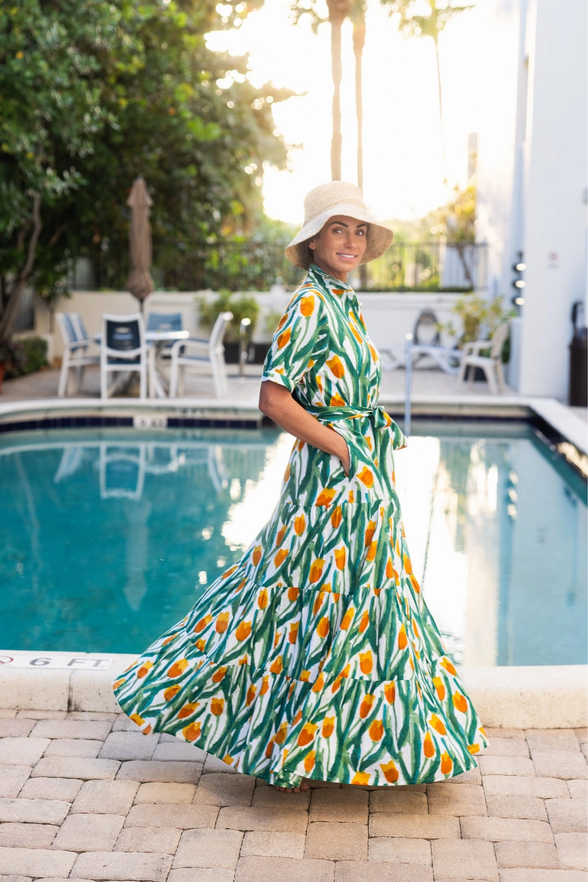 Hampton Dress Yellow Tulips Classic Cut Edgy-Look