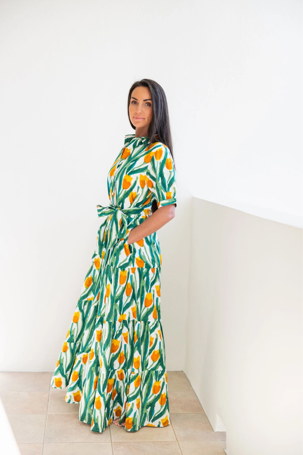 Hampton Dress Yellow Tulips Self Power
