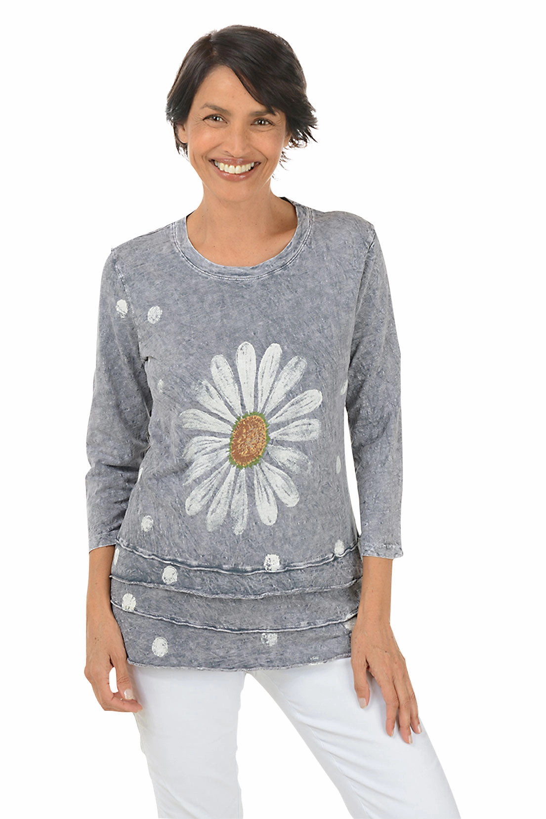 Cozy Sweatshirt Happy Days Mineral Wash Ruffle Knit Top
