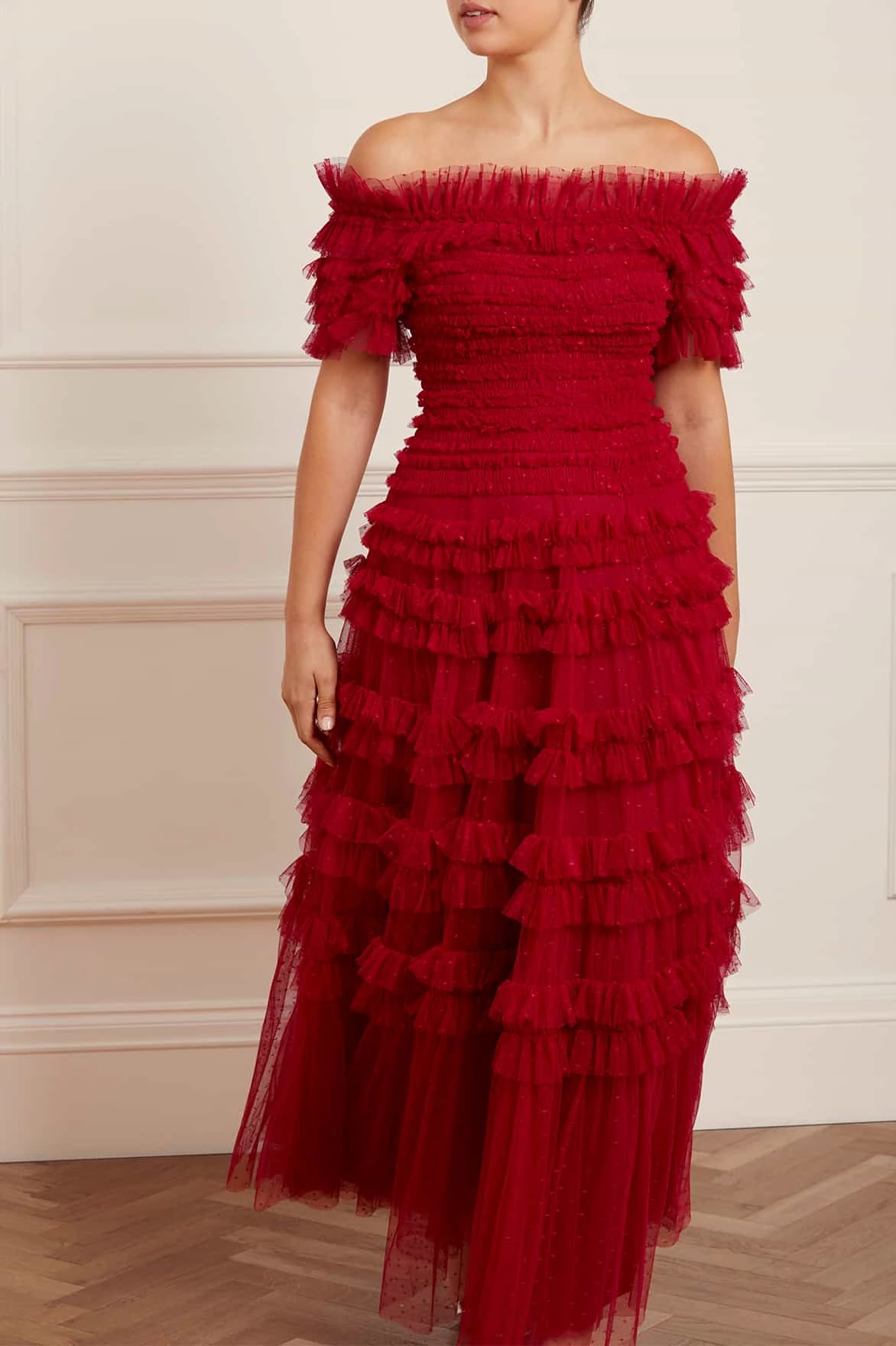 All Inclusive Lisette Ruffle Off Shoulder Gown