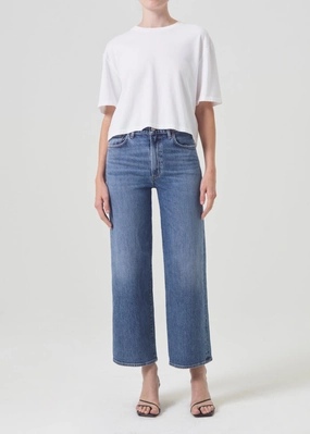 Breathable Minimalist Harper Crop Mid Rise Relaxed Straight Jean in Moor