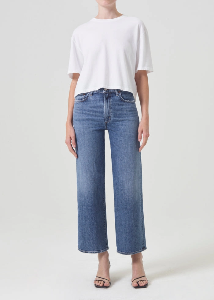 Breathable Minimalist Harper Crop Mid Rise Relaxed Straight Jean in Moor