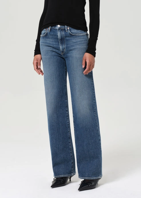 Softened Fabric Harper Mid Rise Relaxed Straight Jean in Enroll