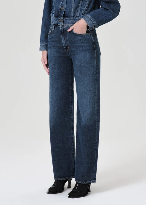 Adjustable Belt Loops Harper Mid Rise Relaxed Straight Jean in Tempo