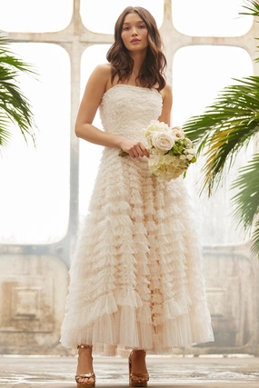 Hattie Ruffle Strapless Ankle Gown Vibrant Movement