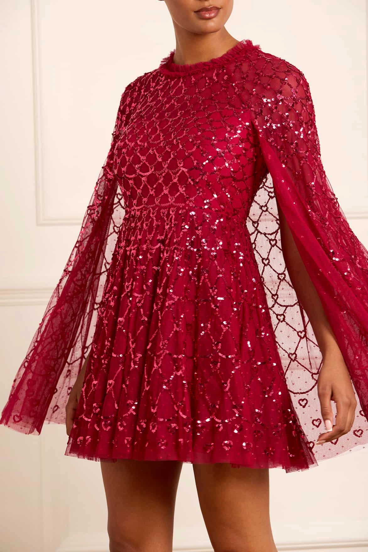 Heart Lattice Micro Mini Dress Spring Flow