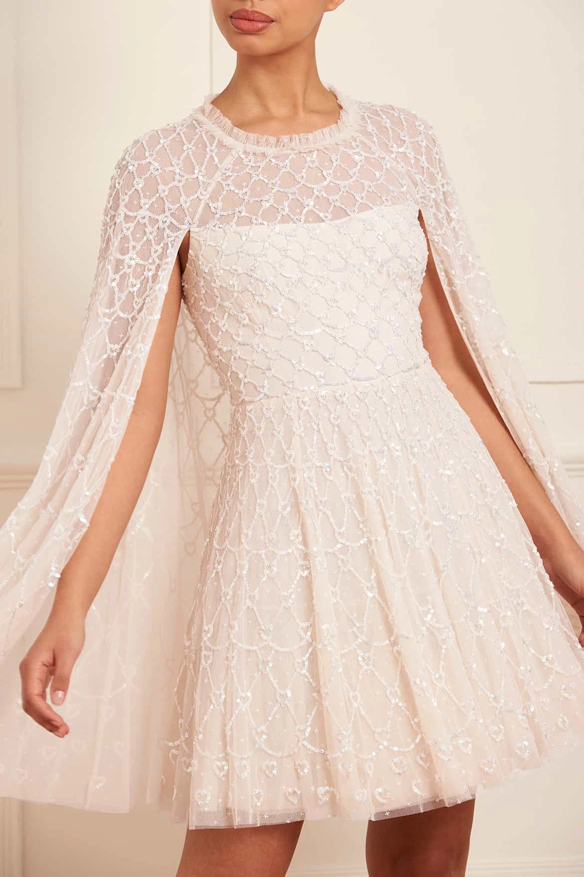 Heart Lattice Micro Mini Dress Cool Movement Crinkle Effect