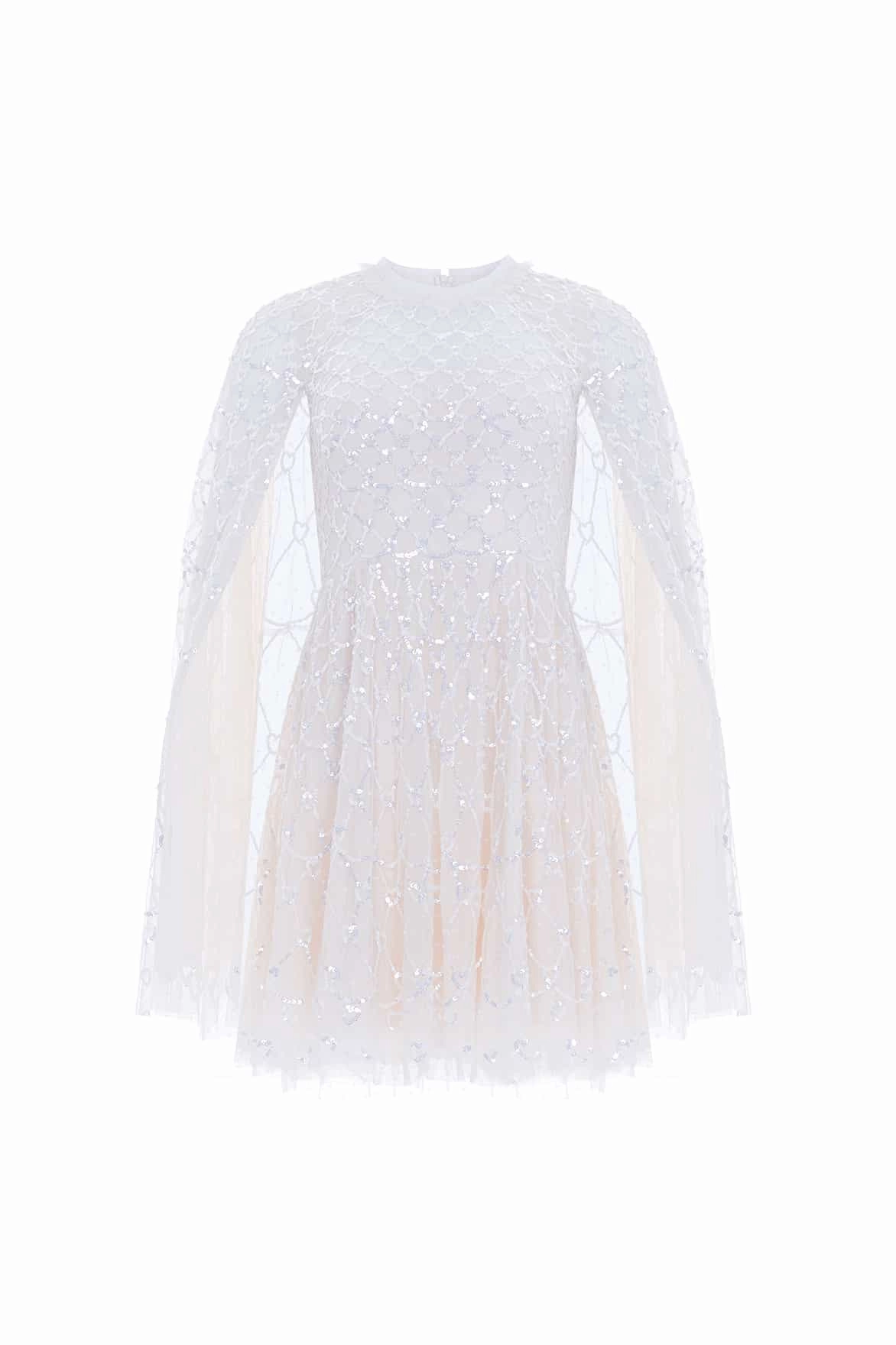 Linen Love Tulle-Overlay Heart Lattice Micro Mini Dress
