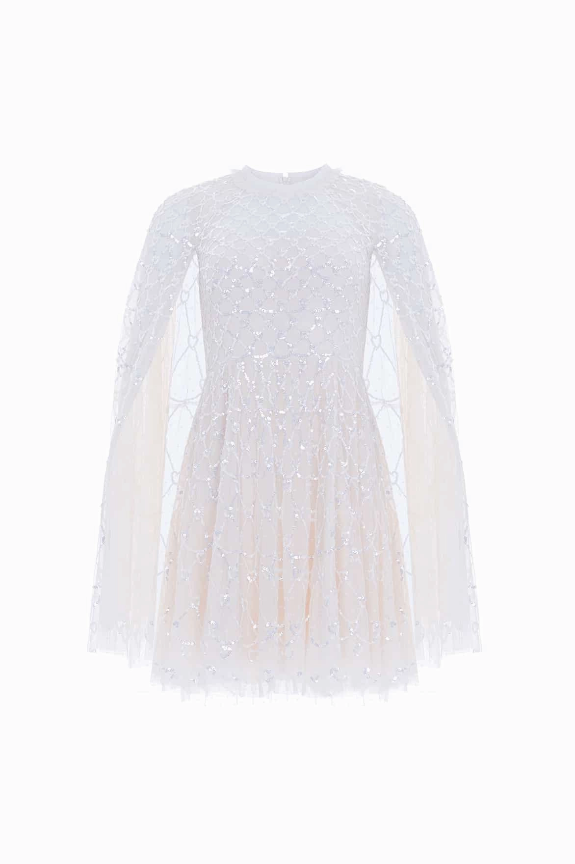 Bride Side Minimal Mood Heart Lattice Micro Mini Dress