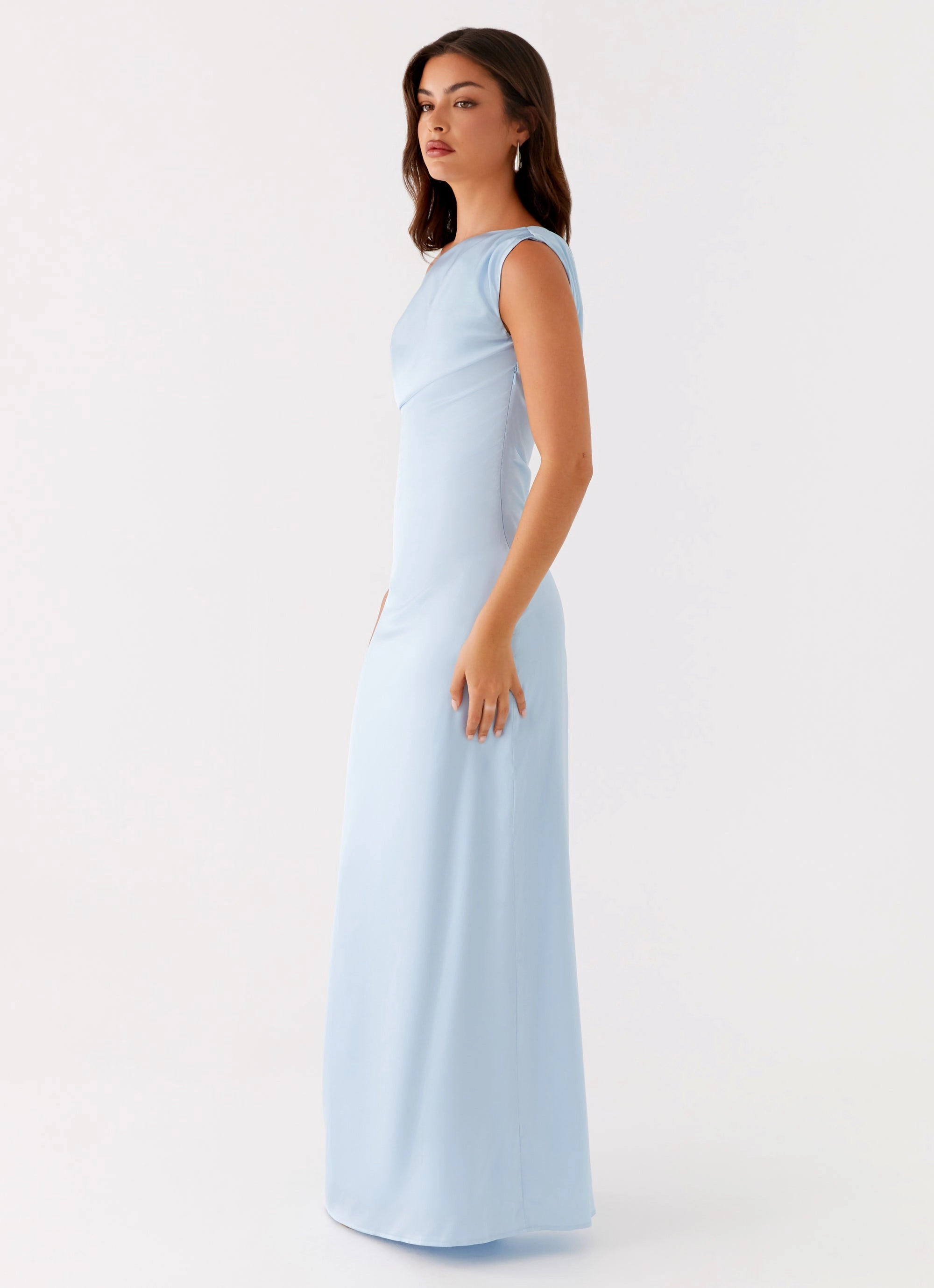 Heart Of Glass Satin Maxi Dress - Blue