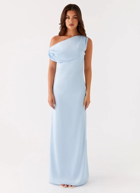 Heart Of Glass Satin Maxi Dress - Blue