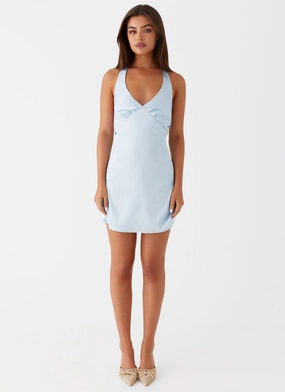 Heavy Hearted Mini Dress - Blue