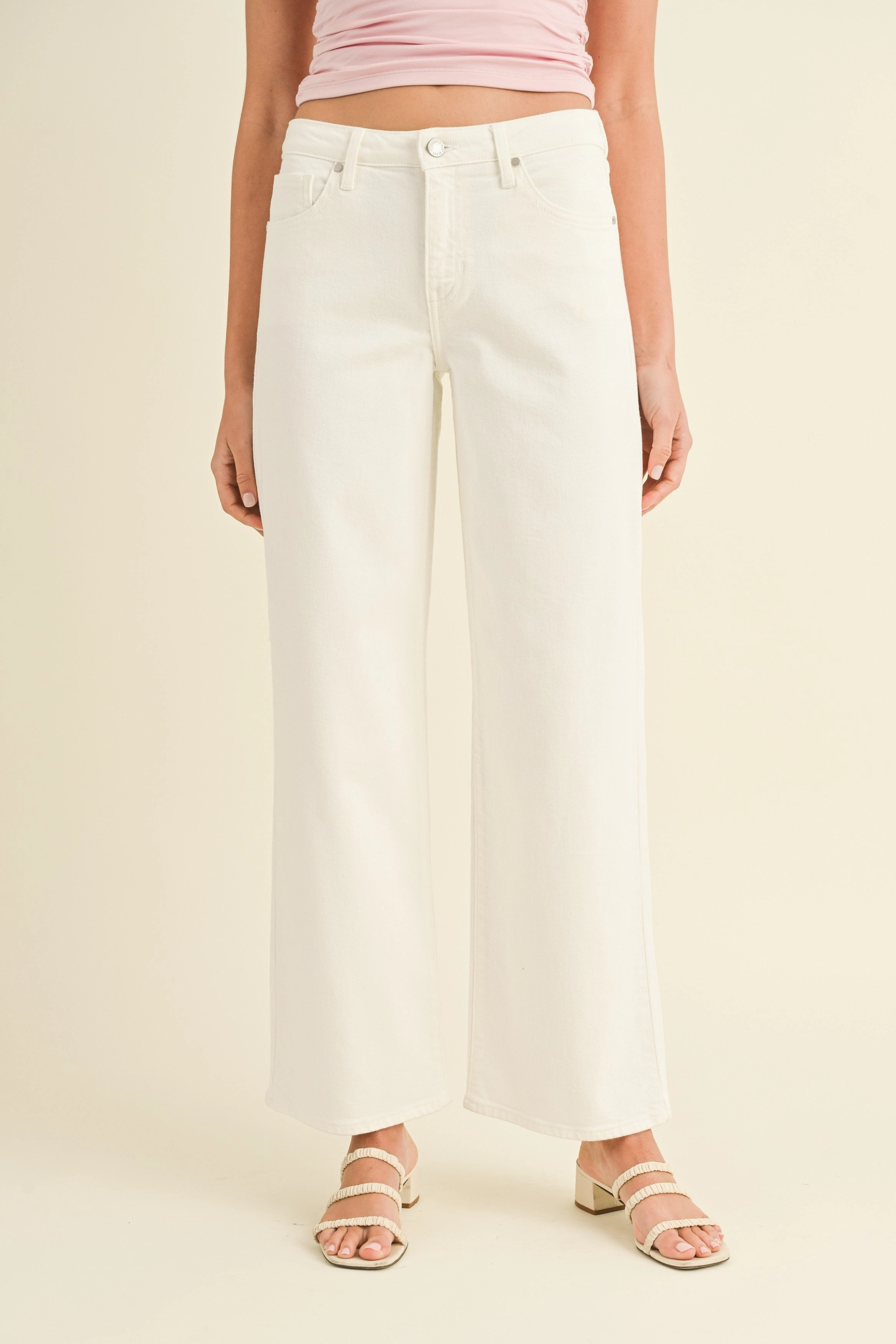 Laser Cut Edges HELEN SLIM WIDE LEG JEANS