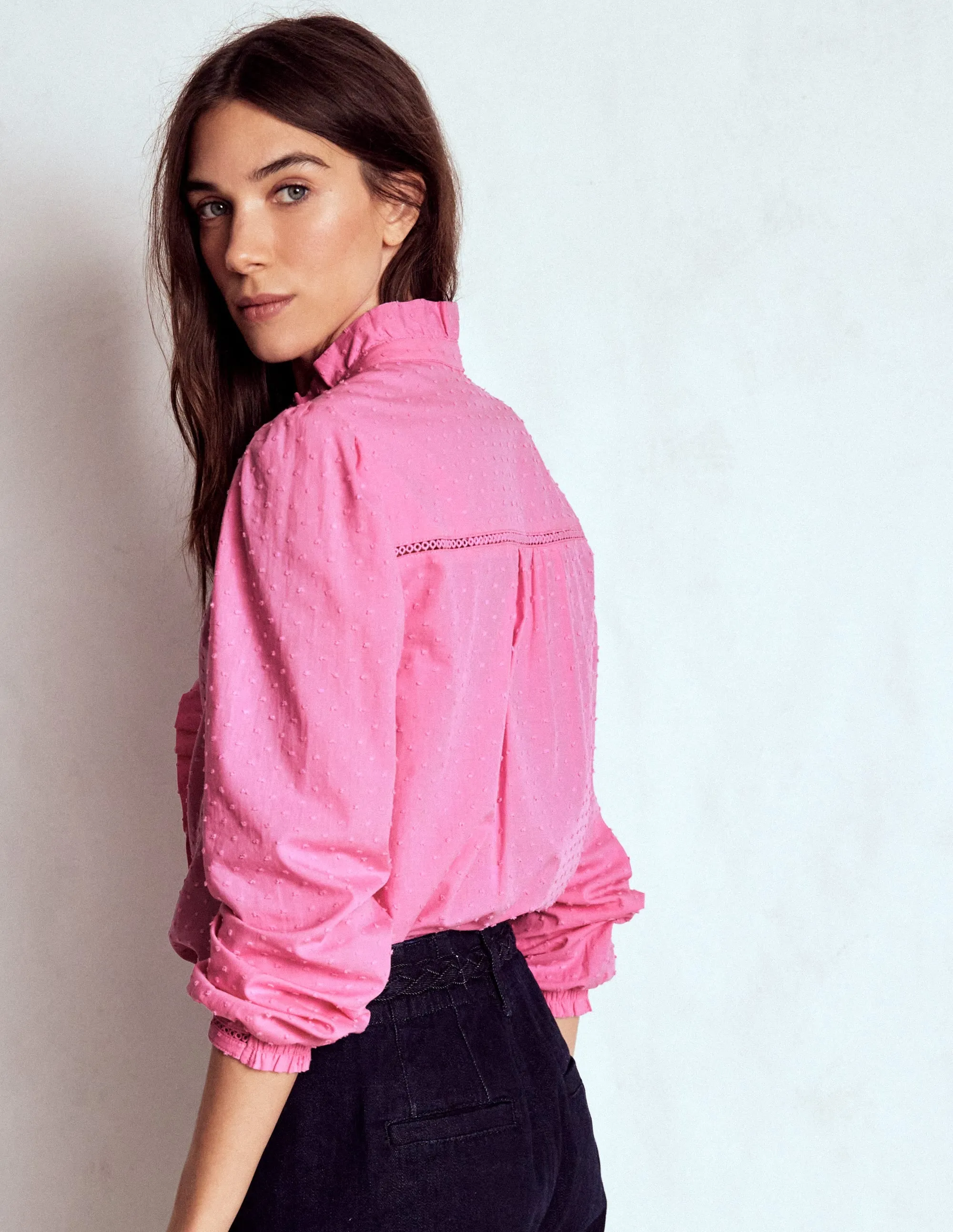 LayeredCollar Unstructured Silhouette Helena Cotton Dobby Top-Rose Bloom