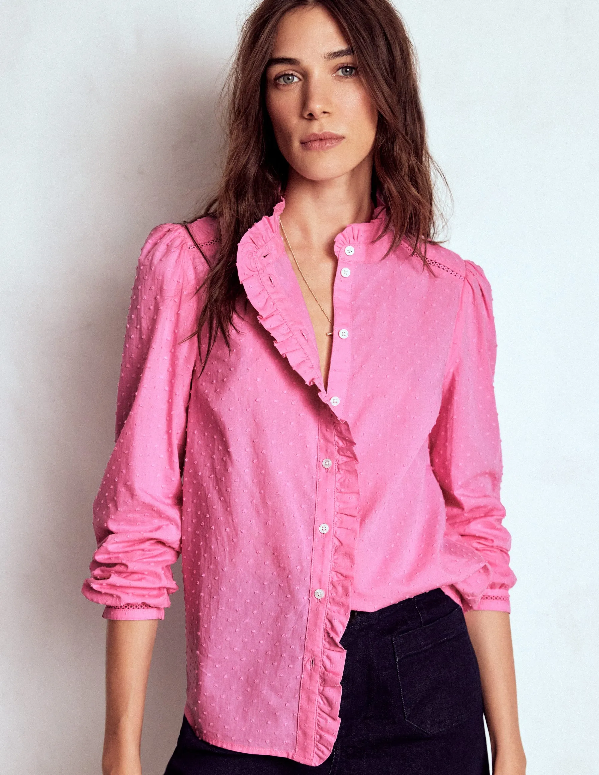 Helena Cotton Dobby Top-Rose Bloom SlubTexture