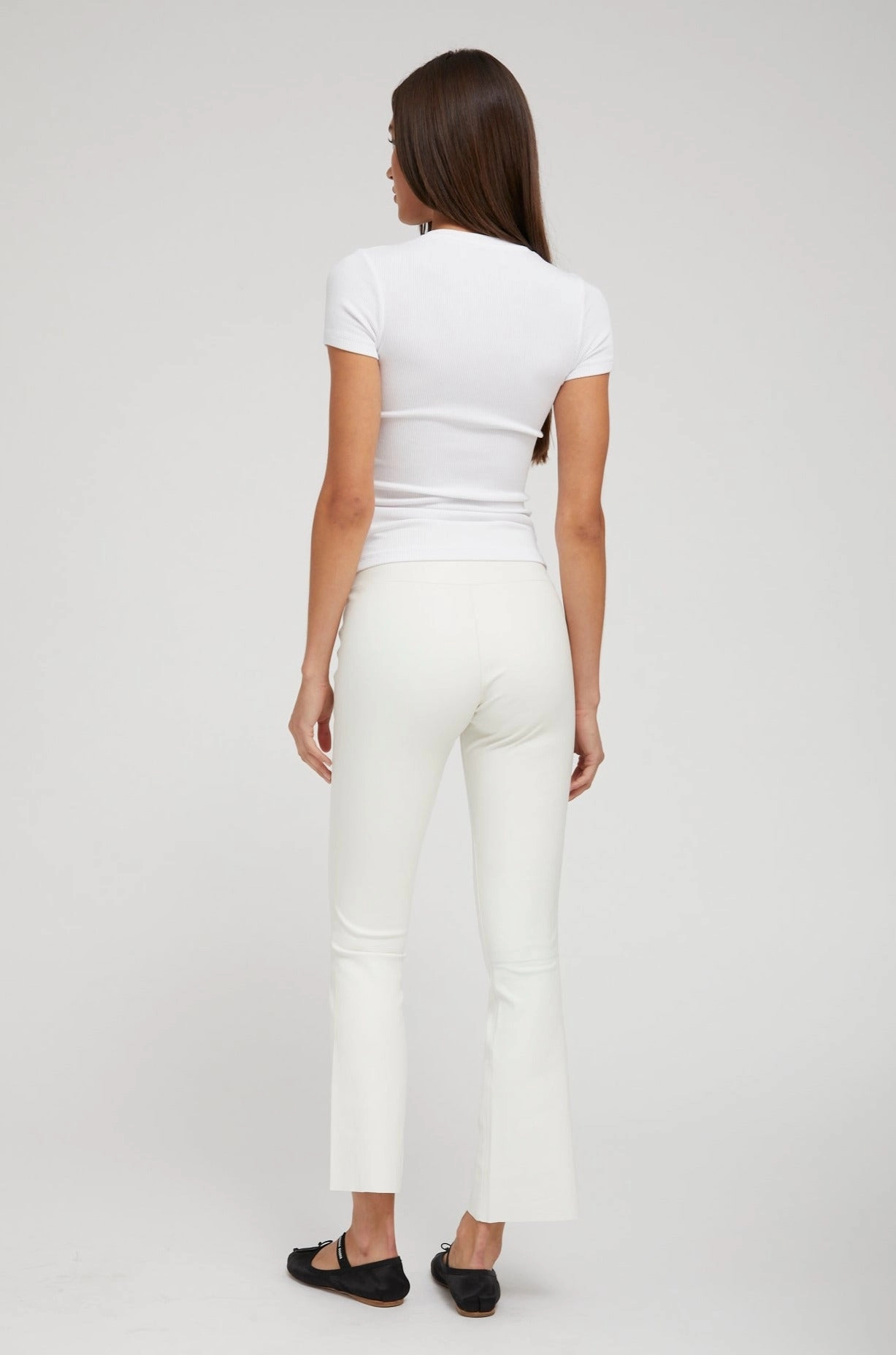 White Leather Ankle Flare Active Stretch Training Essential