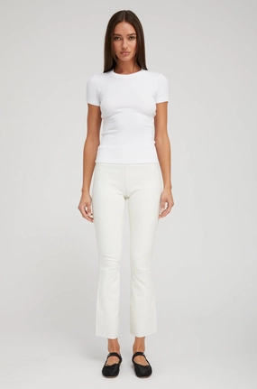 White Leather Ankle Flare Power Fit