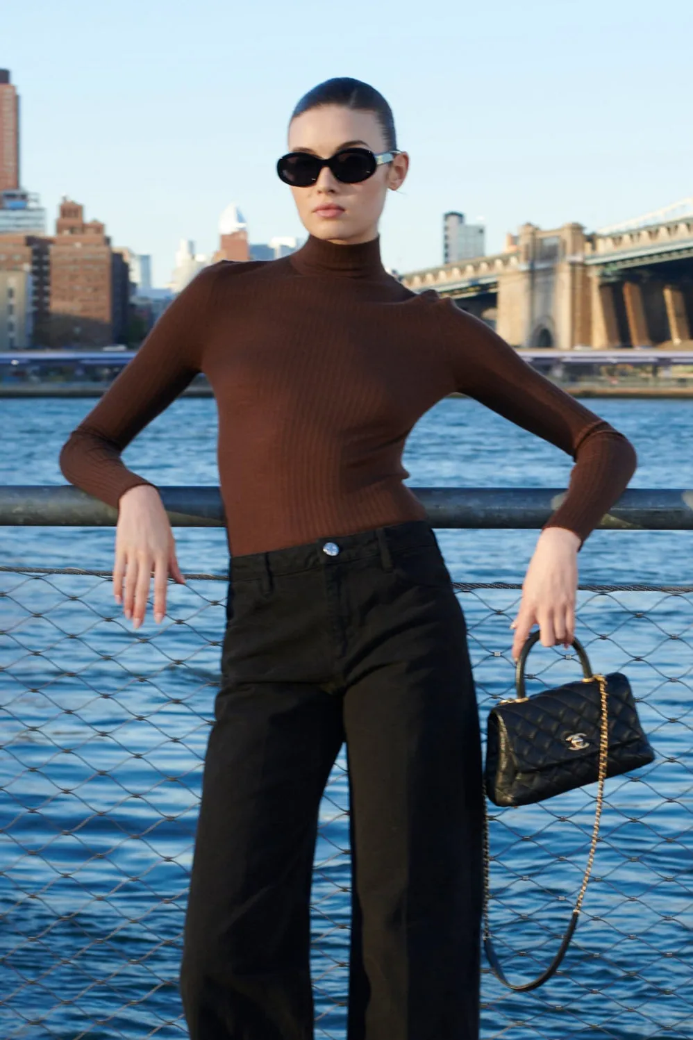 RaglanSleeve Chocolate Cashmere Mock Neck