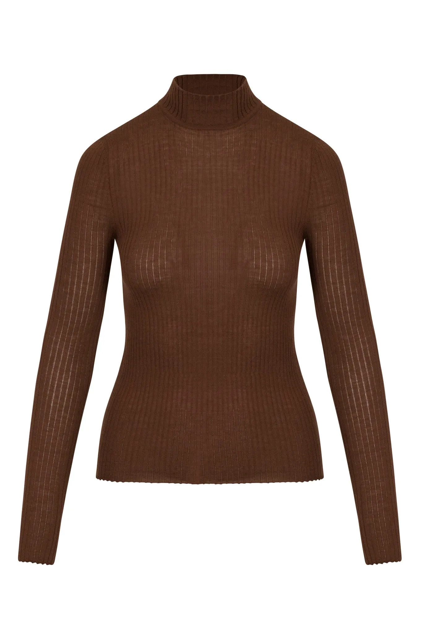 All Purpose Casual Cut Chocolate Cashmere Mock Neck