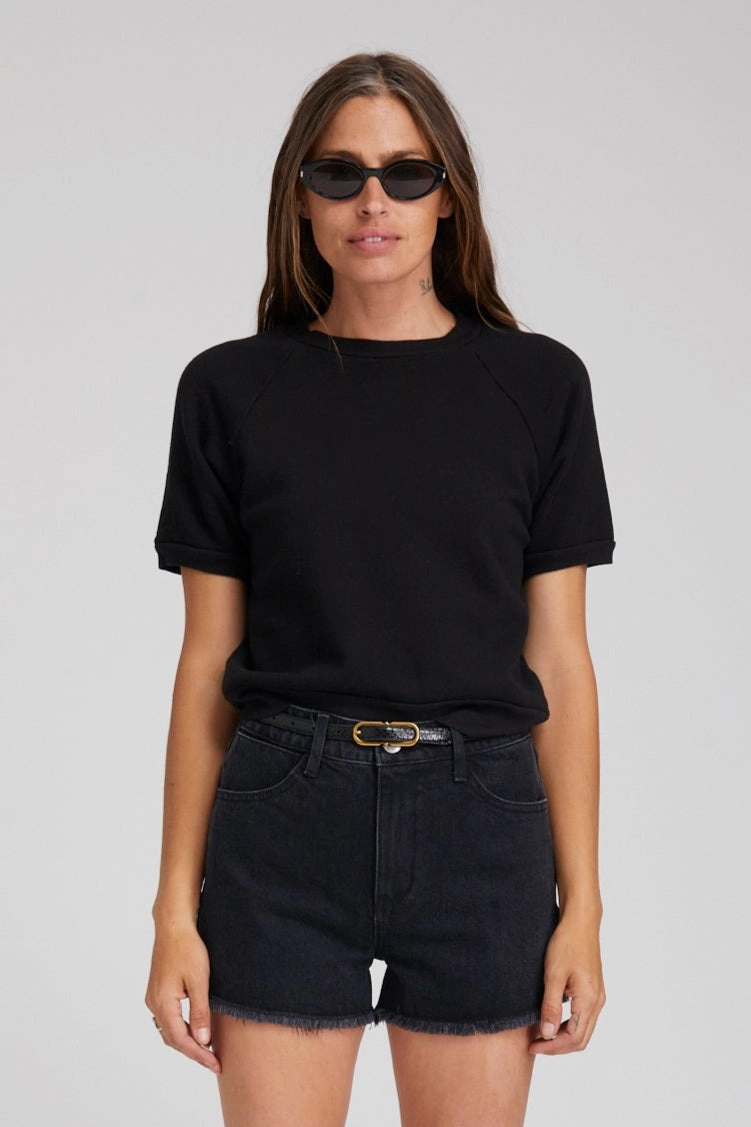 Black Raglan Sweatshirt Tee retro look