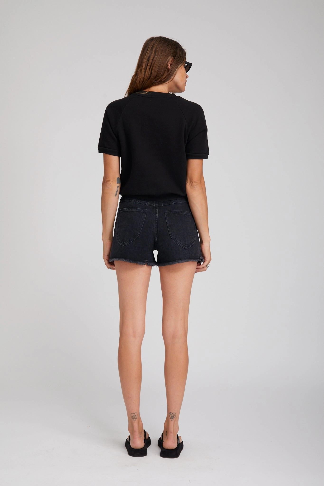 Flatlock Seam Technique Black Raglan Sweatshirt Tee