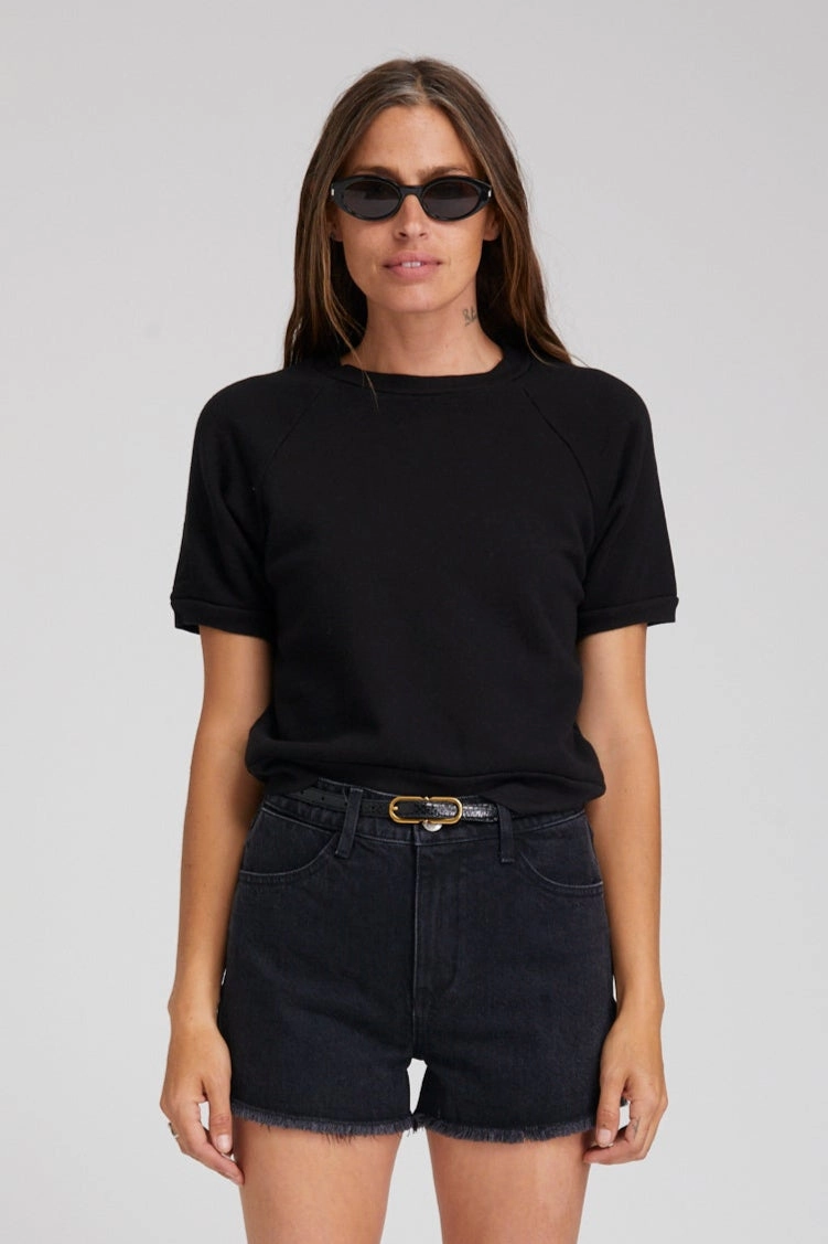 Black Raglan Sweatshirt Tee Hidden Storage Pockets