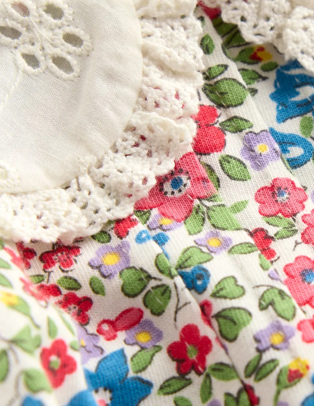 polo neck Active Comfort Wear Broderie Collar Tunic Set-Vintage Pink Spaced Ditsy