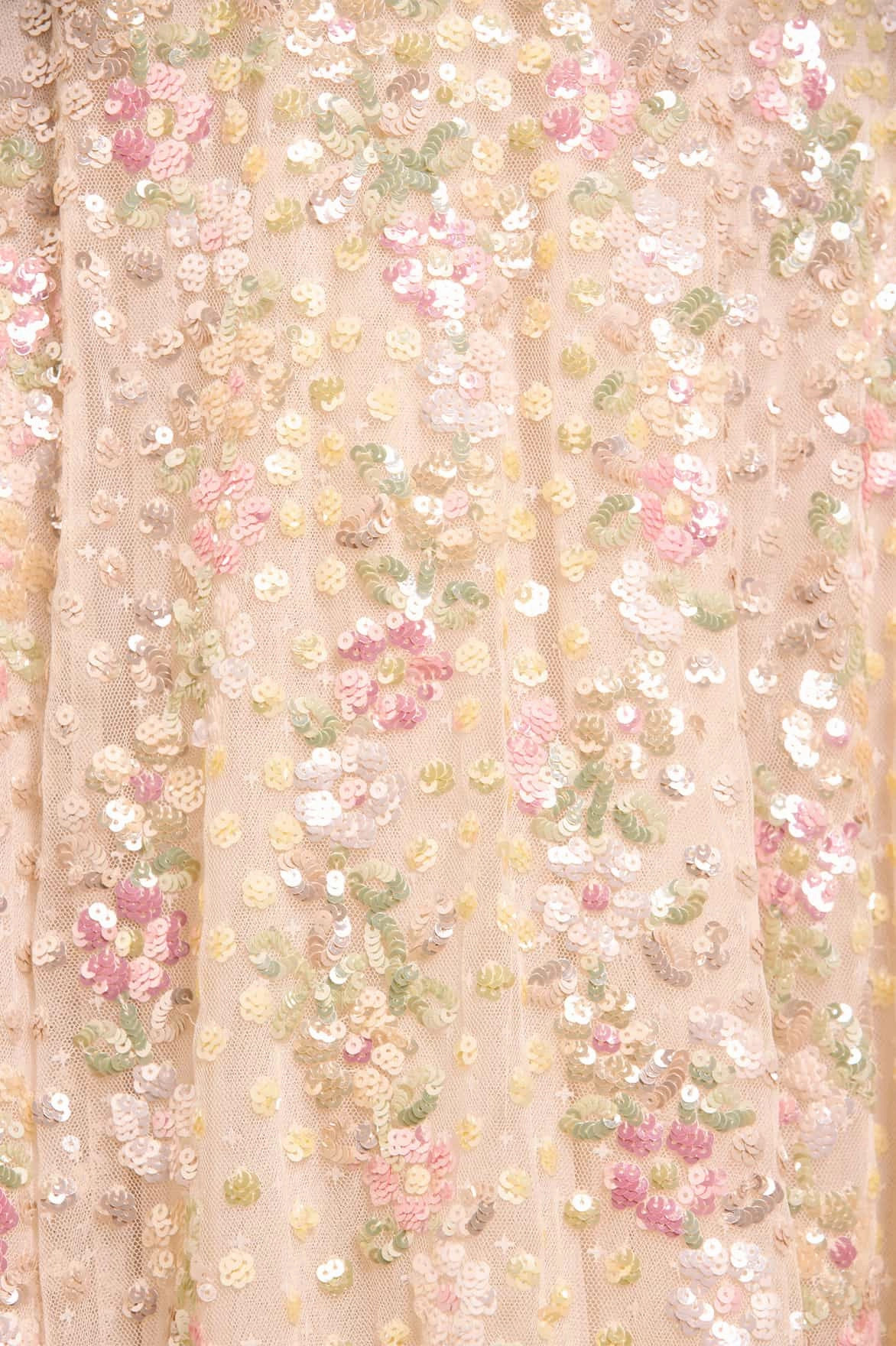 Airy Feel Confetti Ruffle Off-Shoulder Ankle Gown