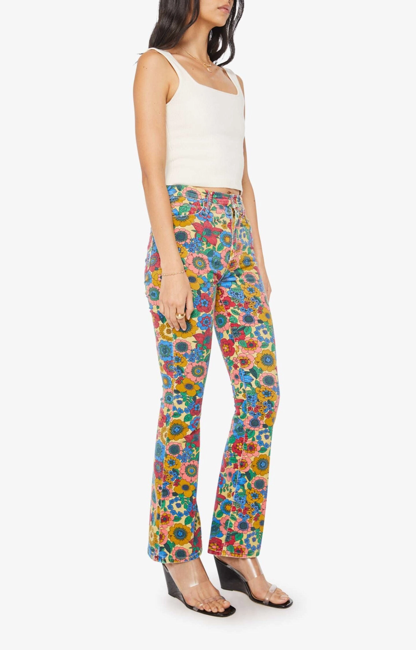 High Waisted Weekender Skimp in Track And Flower Fields Streetwear Mood Formal Adult Fashion