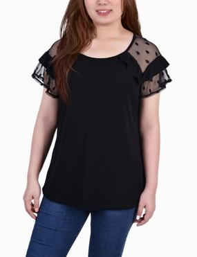 Short Dot Sleeve Top Breathable back panel ContrastTipping