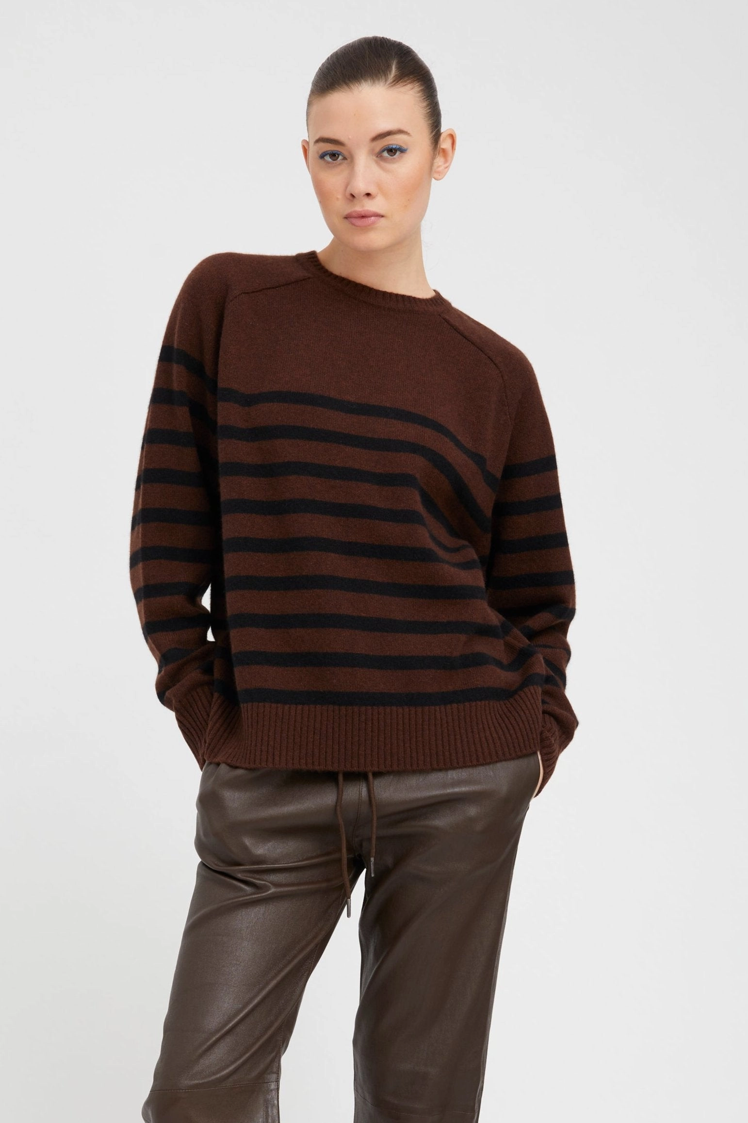 Americano Striped Cashmere Crewneck CushionedSupport