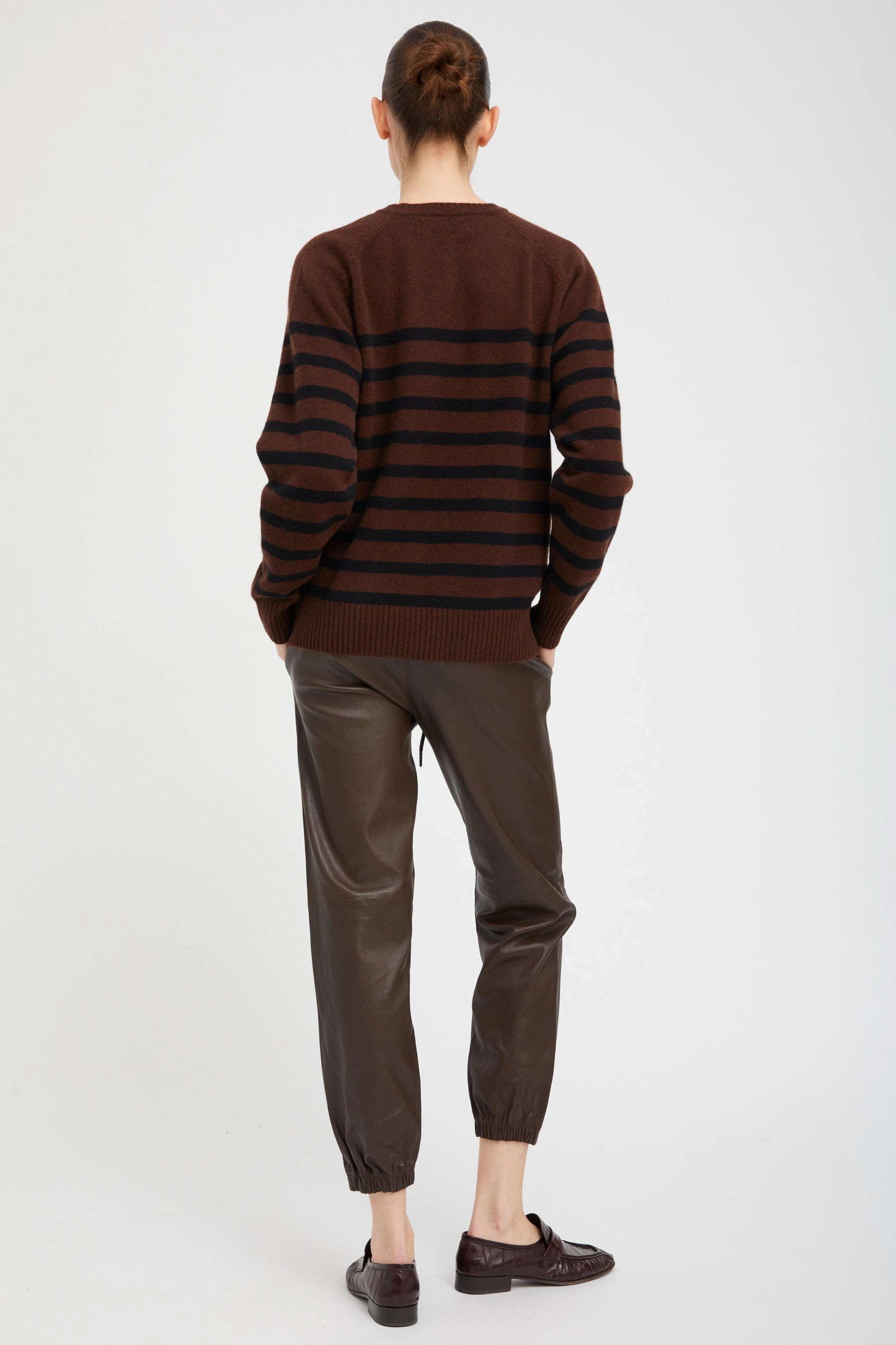 Roll Up Sleeve System Americano Striped Cashmere Crewneck