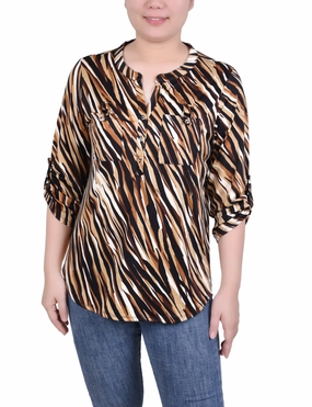 Stylish Tank Long Tab-Sleeve Top With Pockets