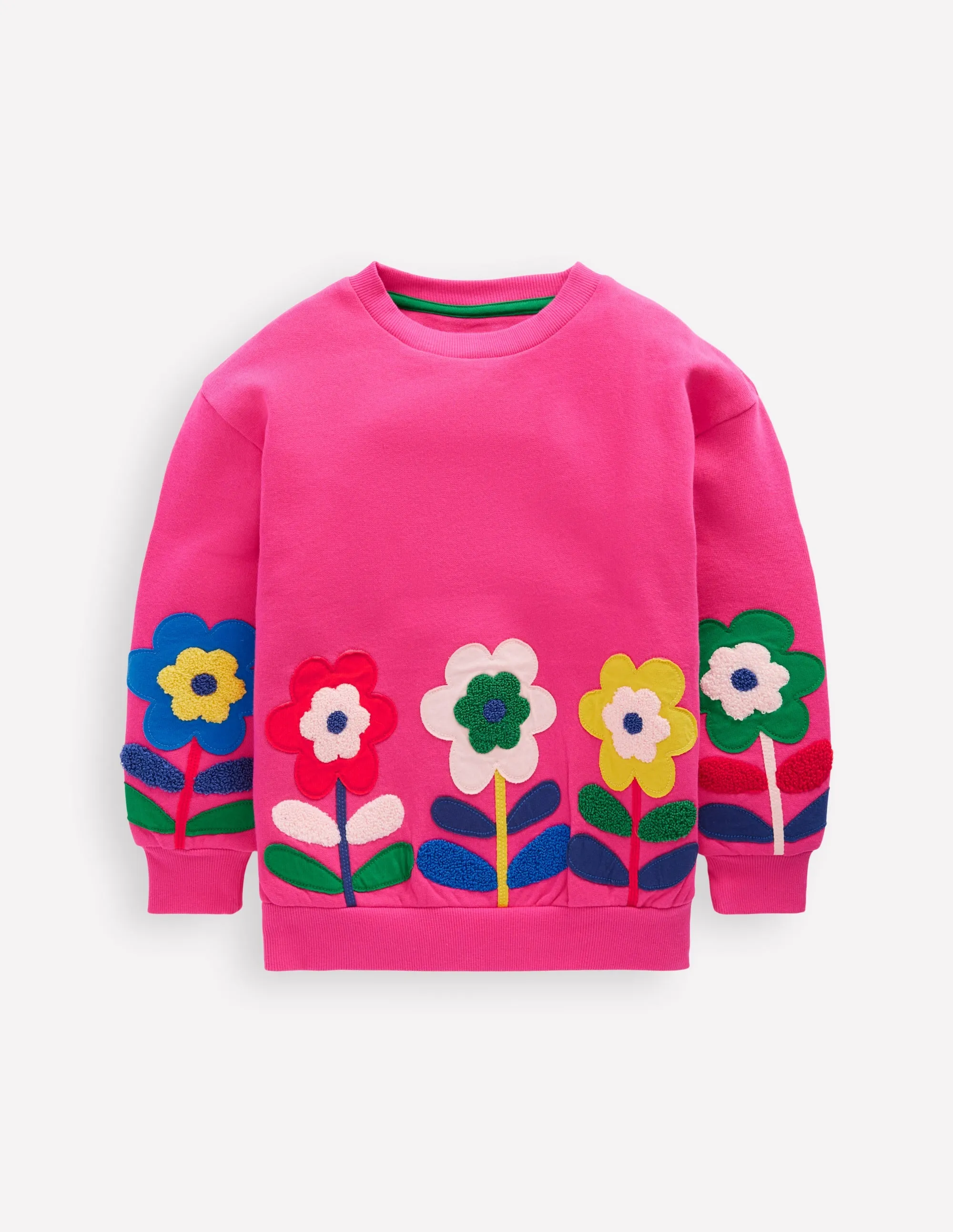 Holiday Outfit Style Weekend Comfort Style Bobbie Appliqu Sweatshirt-Raspberry Pink Flowers