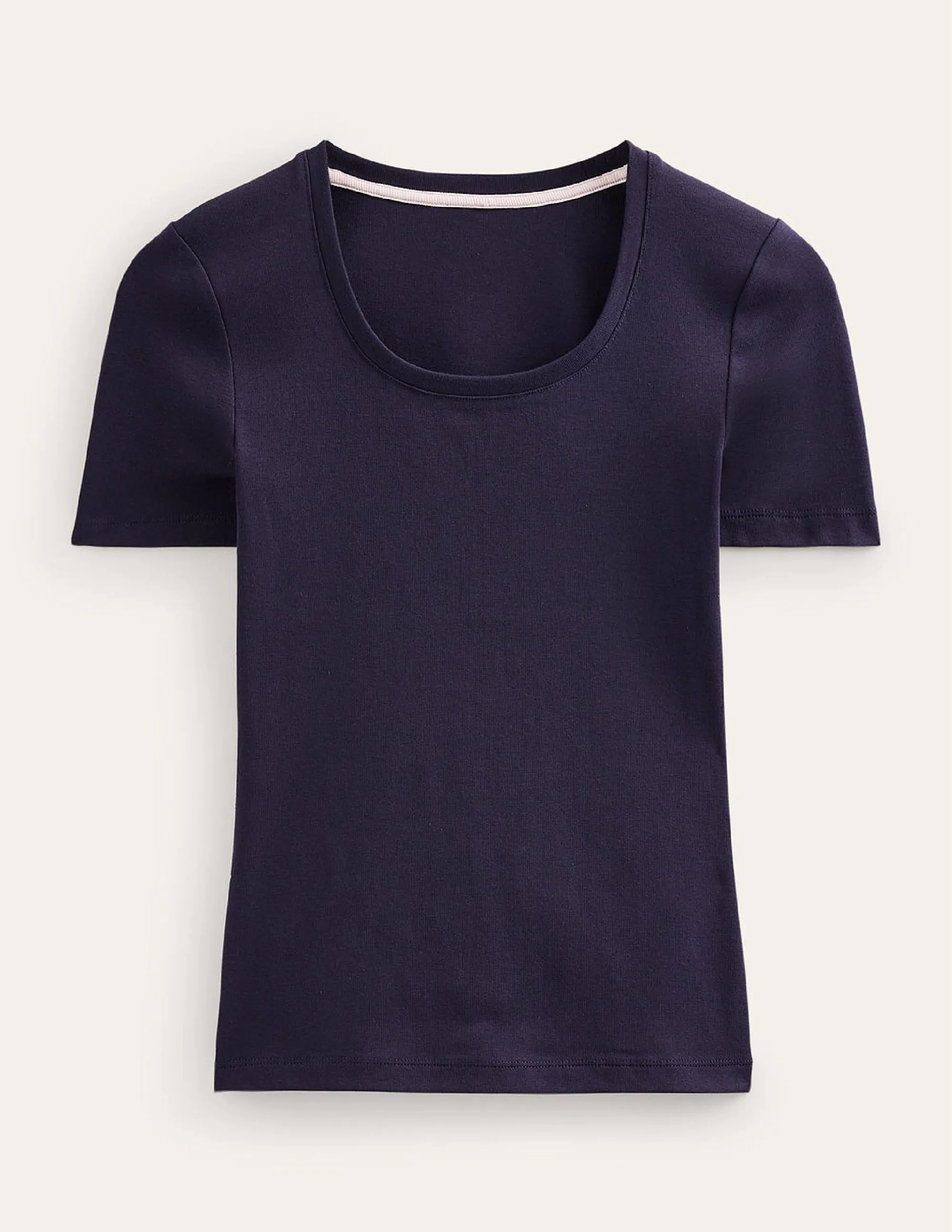 Elegant Cardigan Essential Jersey T-Shirt-Navy