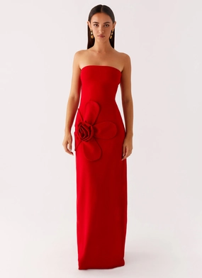 Hilton Strapless Maxi Dress - Red