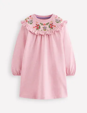 Embroidered Sweatshirt Dress-Pink Fresh Outfit Clean Finish