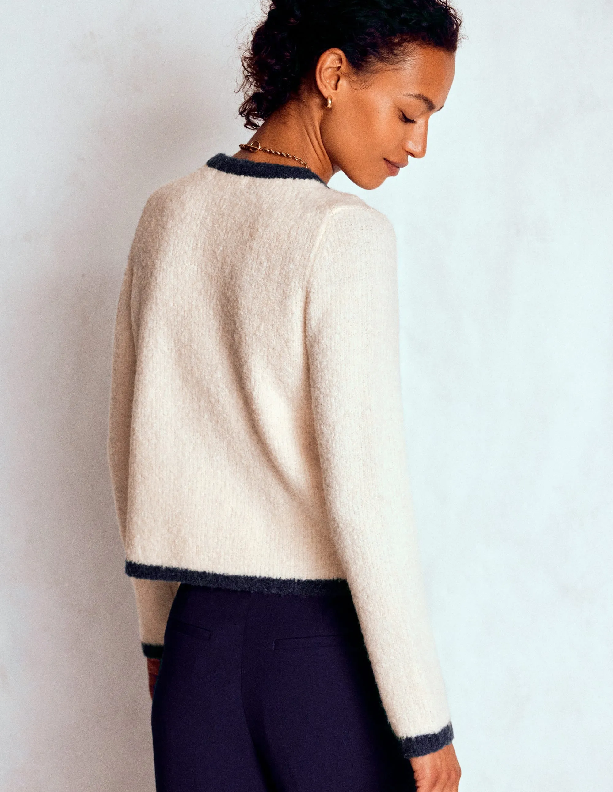 Holly Boucle Knitted Jacket-Warm Ivory, Boucle Friction Resistant