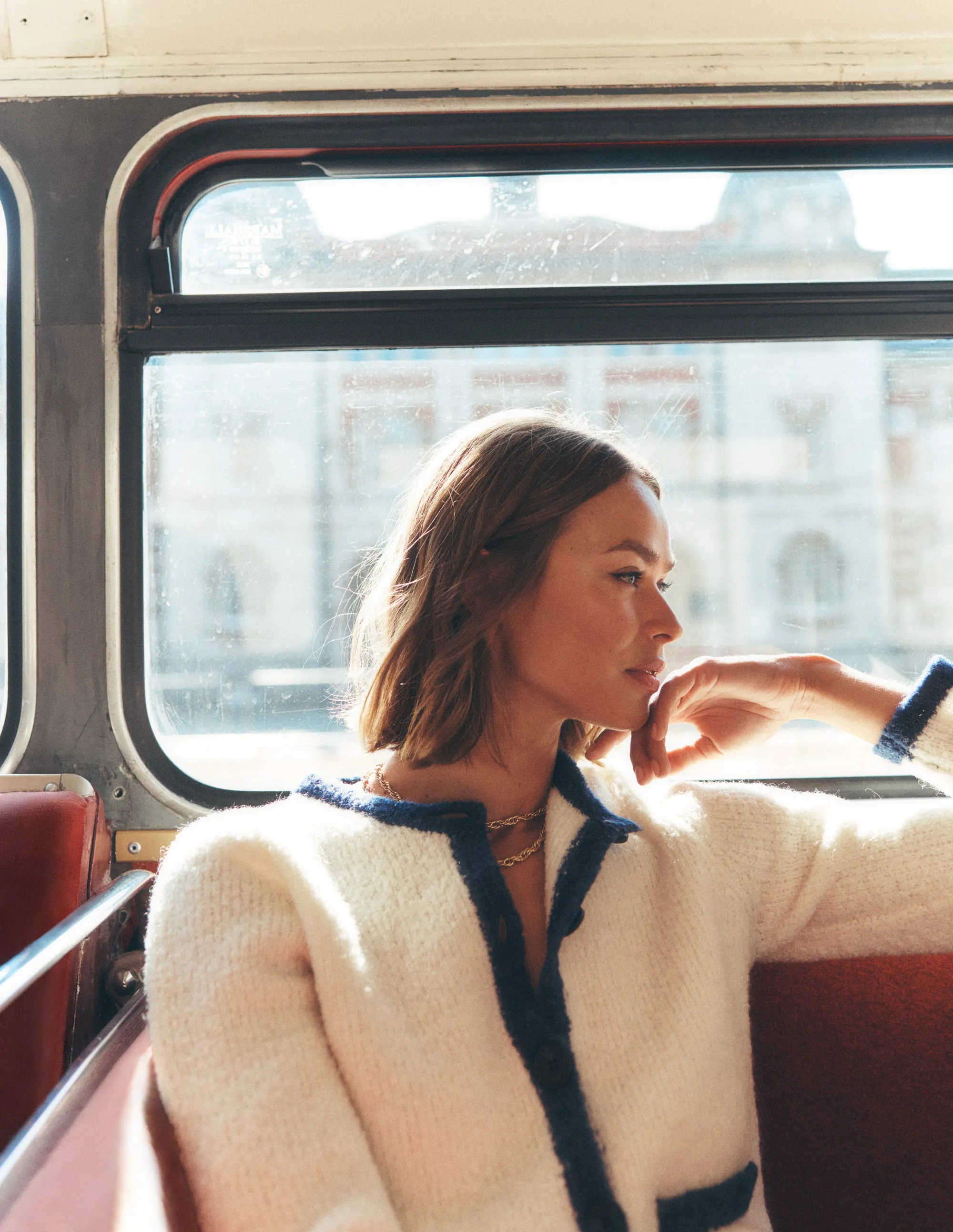 quick dry Holly Boucle Knitted Jacket-Warm Ivory, Boucle