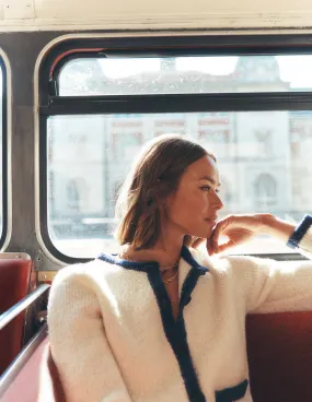 quick dry Holly Boucle Knitted Jacket-Warm Ivory, Boucle